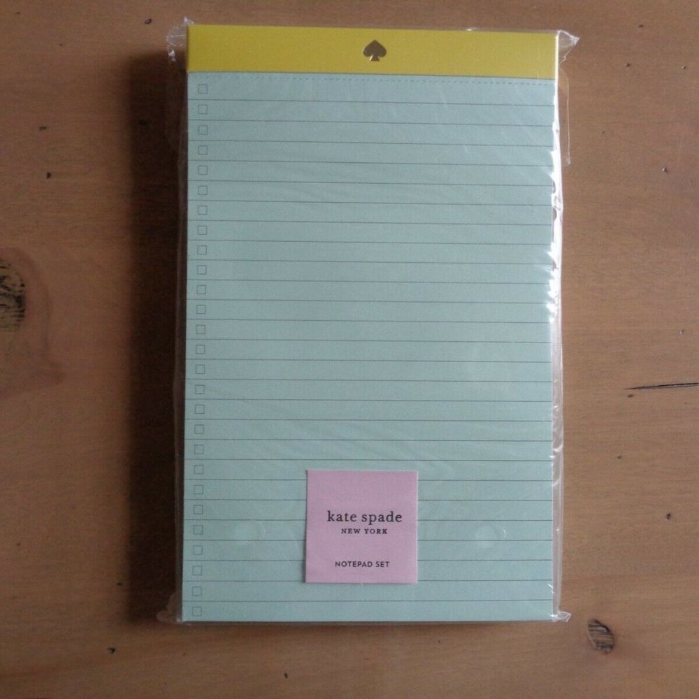 SET OF 5 Kate Spade New York To Do List Notepad Green Lined Paper Writing Paper
